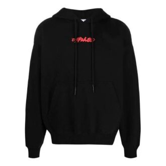 Off-White Herre FW21 Logo Alfabet Pilmønster Trykk Pullover Løs Passform Svart