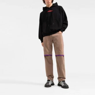 Off-White Herre FW21 Logo Alfabet Pilmønster Trykk Pullover Løs Passform Svart