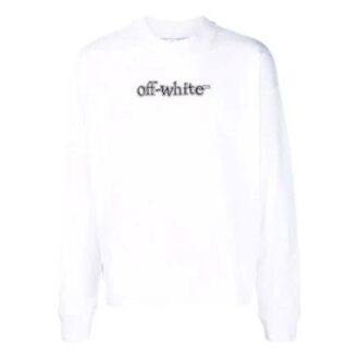 Off-White Herre FW21 Logo Alfabet-trykk Rundhalset genser Løs passform Hvit