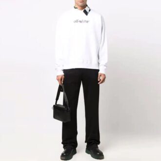 Off-White Herre FW21 Logo Alfabet-trykk Rundhalset genser Løs passform Hvit