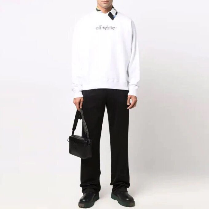 Off-White Herre FW21 Logo Alfabet-trykk Rundhalset genser Løs passform Hvit