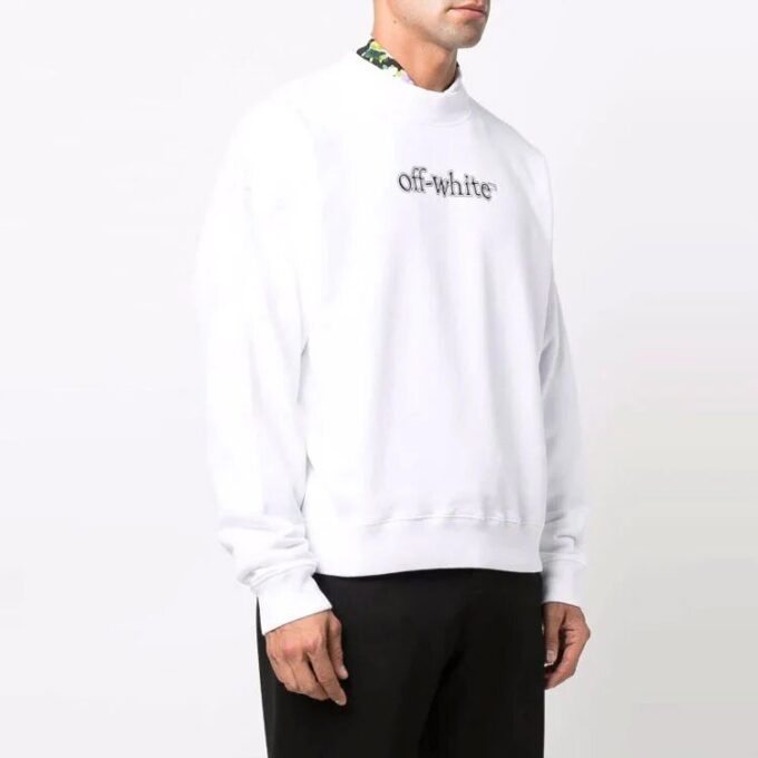 Off-White Herre FW21 Logo Alfabet-trykk Rundhalset genser Løs passform Hvit