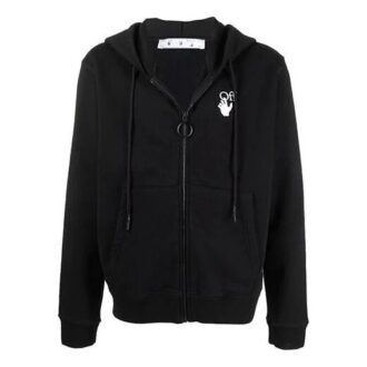 Off-White Herre FW21 Logo Arrows-mønster Glidelås Løs Passform Svart