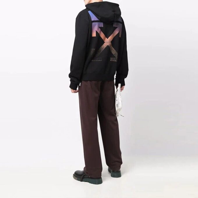 Off-White Herre FW21 Logo Arrows-mønster Glidelås Løs Passform Svart
