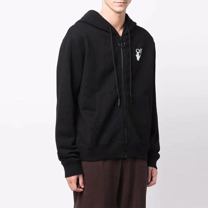 Off-White Herre FW21 Logo Arrows-mønster Glidelås Løs Passform Svart