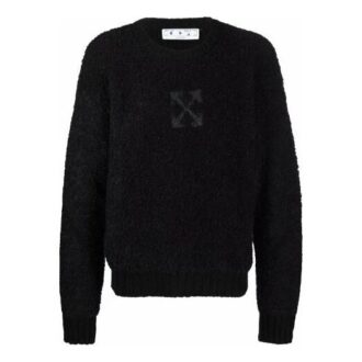 Off-White Herre FW21 Logo Arrows-mønster Langermet Ullgenser Svart
