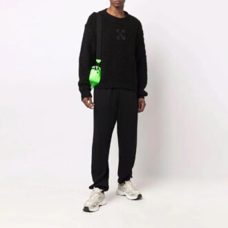 Off-White Herre FW21 Logo Arrows-mønster Langermet Ullgenser Svart