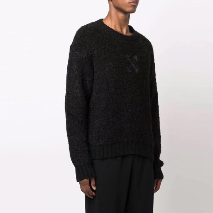 Off-White Herre FW21 Logo Arrows-mønster Langermet Ullgenser Svart