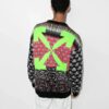 Off-White Herre FW21 Logo Arrows-mønster Rundhalset Ullgenser Løs Passform Grønn