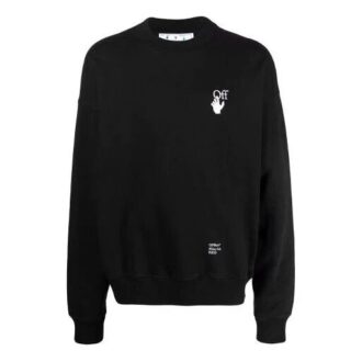 Off-White Herre FW21 Logo Caravaggio Arrow Rundhals Langermet Løs Passform Svart
