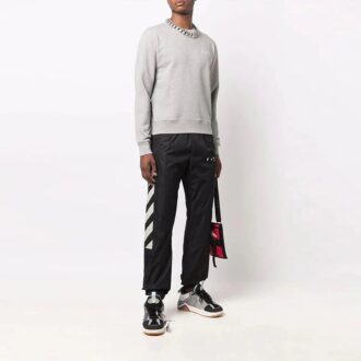Off-White Herre FW21 Logo Diagonale Striper Bundle Feet Sportsbukser/Joggebukser Svart