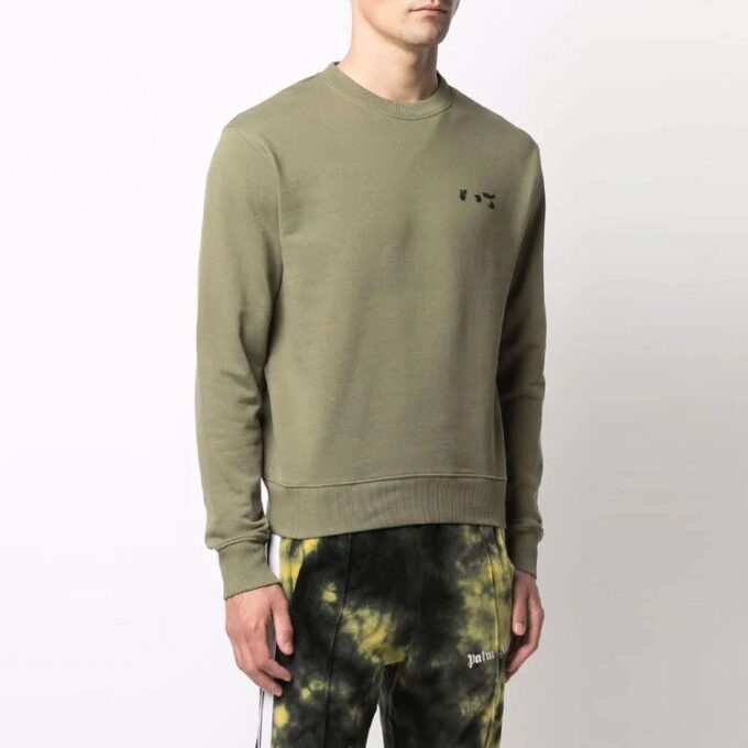 Off-White Herre FW21 Logo-genser Grønn