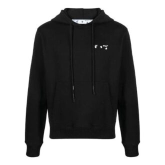 Off-White Herre FW21 Logo-genser med snøring, løs passform, svart