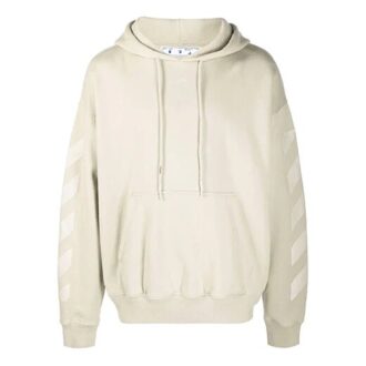 Off-White Herre FW21 Logo Gummi Pil Pullover Løs Passform Beige