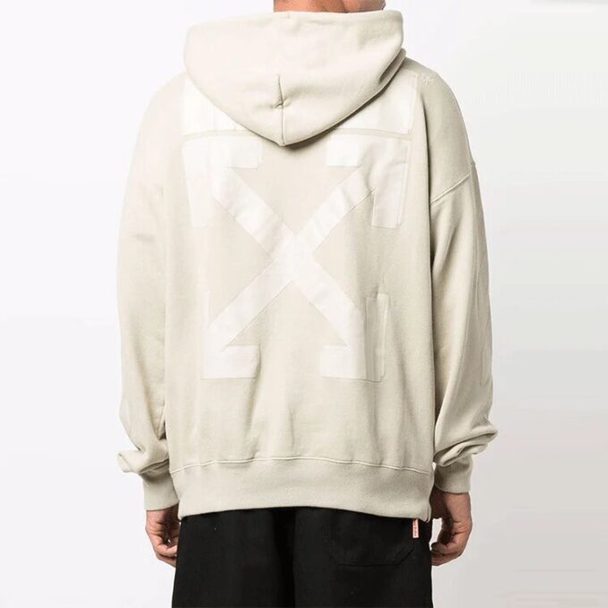 Off-White Herre FW21 Logo Gummi Pil Pullover Løs Passform Beige