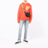 Off-White Herre FW21 Logo Intarsia Strikk Pullover Hettegenser Ullgenser Løs Passform Oransje