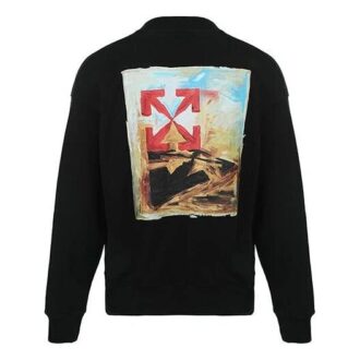 Off-White Herre FW21 Logo med pilemønster, pullover, løs passform, svart