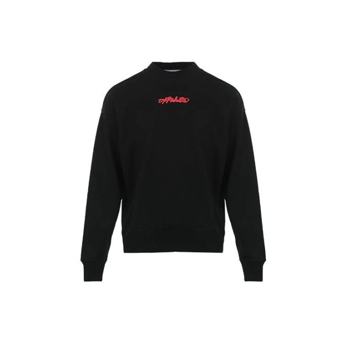Off-White Herre FW21 Logo med pilemønster, pullover, løs passform, svart