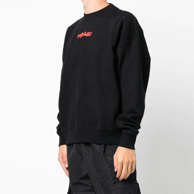 Off-White Herre FW21 Logo med pilemønster, pullover, løs passform, svart