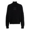 Off-White Herre FW21 Logo-mønster Ensfarget Høyhalset Ullgenser Løs Passform Svart