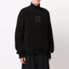 Off-White Herre FW21 Logo-mønster Ensfarget Høyhalset Ullgenser Løs Passform Svart