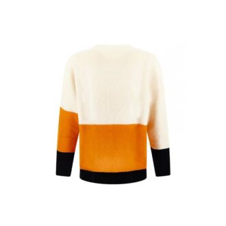 Off-White Herre FW21 Logo Mønster Løs Langermet Colorblock Ullgenser Hvit