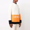 Off-White Herre FW21 Logo Mønster Løs Langermet Colorblock Ullgenser Hvit