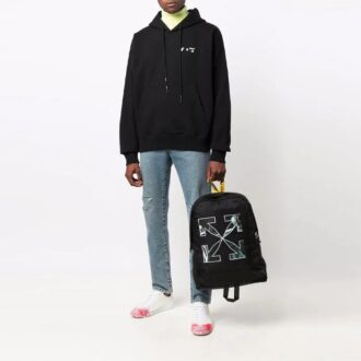 Off-White Herre FW21 Logo-mønster Løs passform Svart