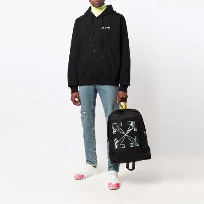 Off-White Herre FW21 Logo-mønster Løs passform Svart