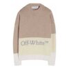 Off-White Herre FW21 Logo-mønster Rundhalset Pullover Langermet Colorblock Ullgenser Løs Passform