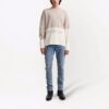 Off-White Herre FW21 Logo-mønster Rundhalset Pullover Langermet Colorblock Ullgenser Løs Passform