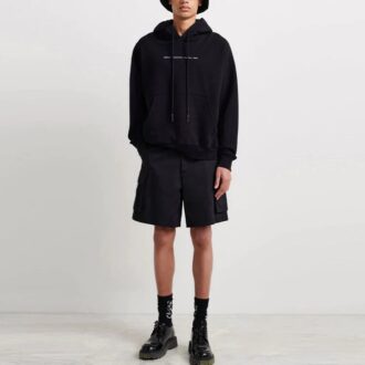 Off-White Herre FW21 Logo-mønstertrykk Langermet Pullover Løs passform Svart