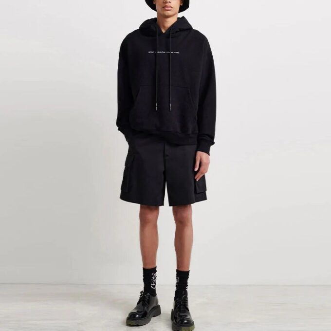 Off-White Herre FW21 Logo-mønstertrykk Langermet Pullover Løs passform Svart