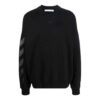 Off-White Herre FW21 Logo-mønstertrykk Rundhalset genser Løs passform Svart