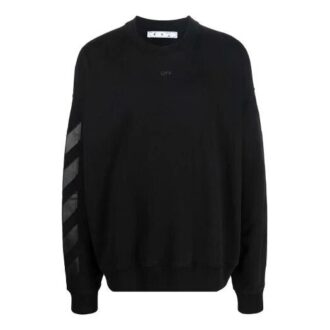 Off-White Herre FW21 Logo-mønstertrykk Rundhalset genser Løs passform Svart