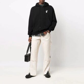 Off-White Herre FW21 Logo Pullover Loose Fit Svart