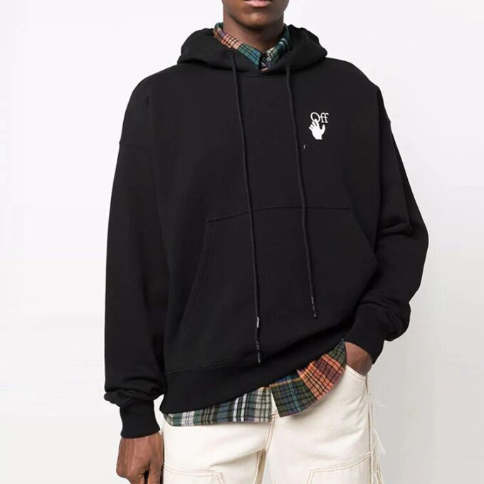 Off-White Herre FW21 Logo Pullover Loose Fit Svart