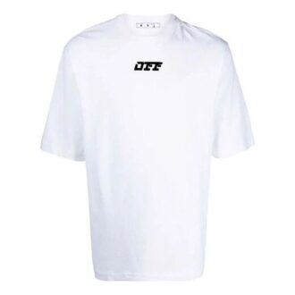 Off-White Herre FW21 Logo Rundhalset Kortærmet Løs Passform Hvit T-skjorte