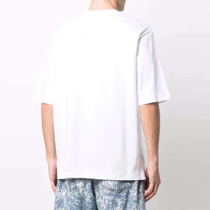 Off-White Herre FW21 Logo Rundhalset Kortærmet Løs Passform Hvit T-skjorte