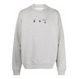 Off-White Herre FW21 Logo Rundhalset Pullover Løs Passform Grå