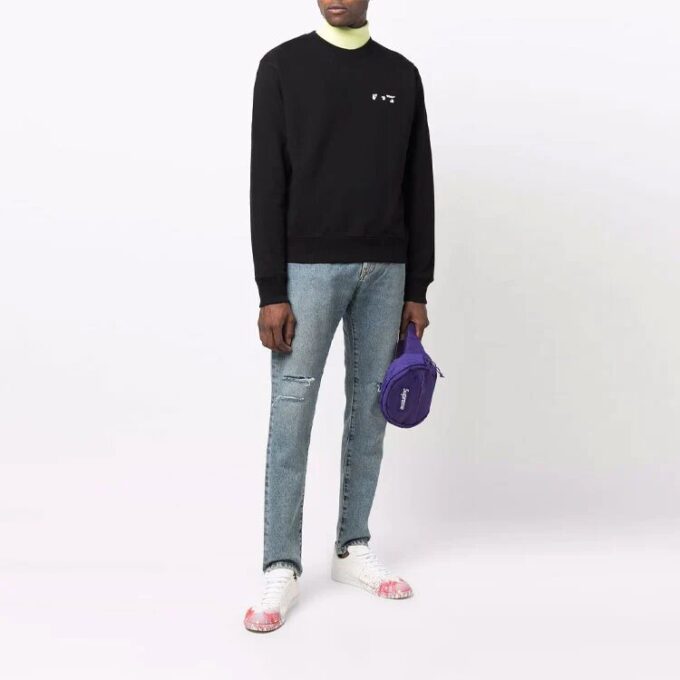 Off-White Herre FW21 Logo Rundhalset Pullover Svart