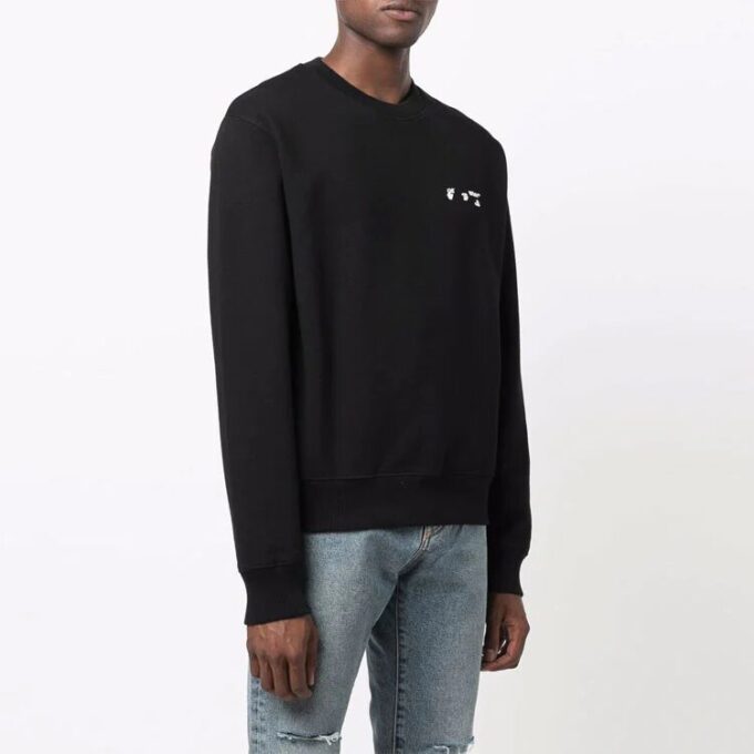 Off-White Herre FW21 Logo Rundhalset Pullover Svart