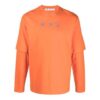 Off-White Herre FW21 Logo Rundhalset Pullover Trykk Langermet Løs Passform Oransje T-skjorte