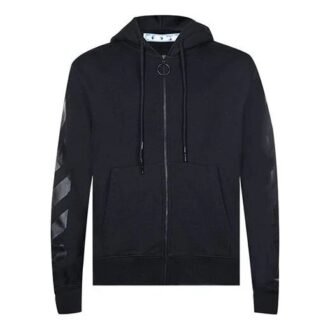 Off-White Herre FW21 Logo-trykk Glidelås Slim Fit-versjon Svart