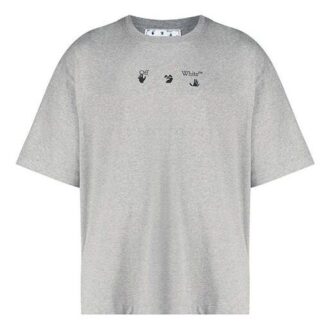 Off-White Herre FW21 Logo-trykk Kortærmet Løs Passform Grå T-skjorte