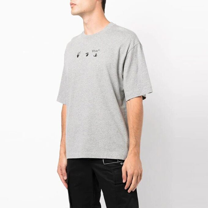 Off-White Herre FW21 Logo-trykk Kortærmet Løs Passform Grå T-skjorte