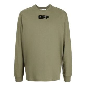 Off-White Herre FW21 Logo-trykk Langermet Løs passform Grønn