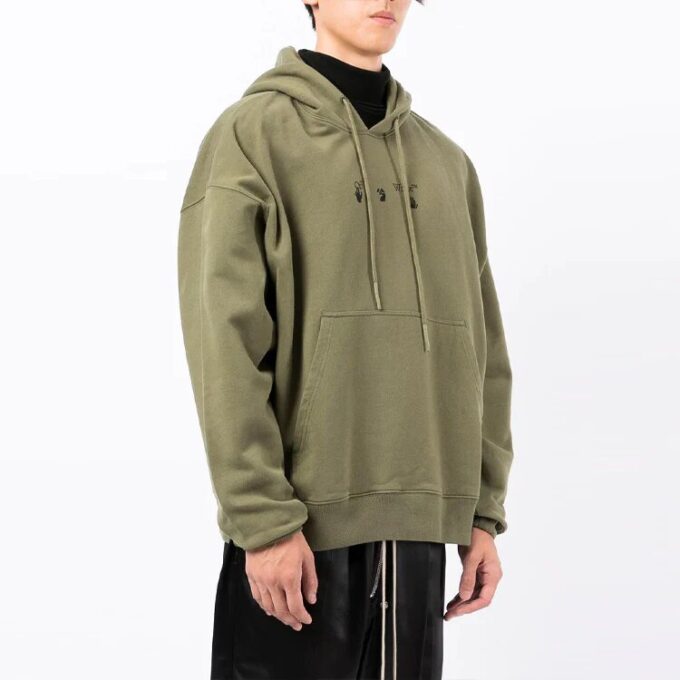 Off-White Herre FW21 Logo-trykk Langermet Løs passform Grønn