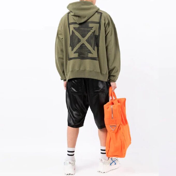 Off-White Herre FW21 Logo-trykk Langermet Løs passform Grønn