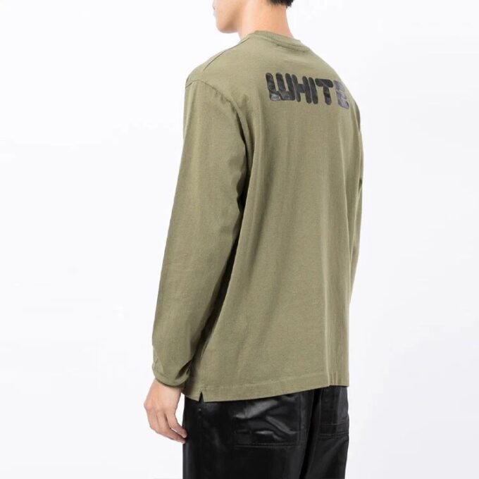 Off-White Herre FW21 Logo-trykk Langermet Løs passform Grønn